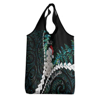 New Zealand Personalised Grocery Bag Meri Kirihimete Kowhaiwhai Mix Paua Shell - Emerald LT7 - Polynesian Pride