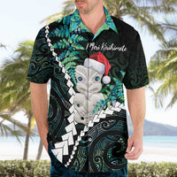 New Zealand Personalised Hawaiian Shirt Meri Kirihimete Kowhaiwhai Mix Paua Shell - Emerald LT7 - Polynesian Pride