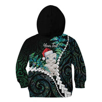 New Zealand Personalised Kid Hoodie Meri Kirihimete Kowhaiwhai Mix Paua Shell - Emerald LT7 - Polynesian Pride
