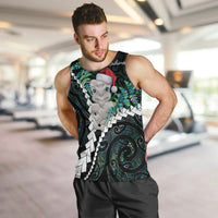 New Zealand Personalised Men Tank Top Meri Kirihimete Kowhaiwhai Mix Paua Shell - Emerald LT7 Green - Polynesian Pride