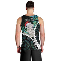 New Zealand Personalised Men Tank Top Meri Kirihimete Kowhaiwhai Mix Paua Shell - Emerald LT7 - Polynesian Pride