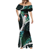 New Zealand Personalised Mermaid Dress Meri Kirihimete Kowhaiwhai Mix Paua Shell - Emerald LT7 - Polynesian Pride