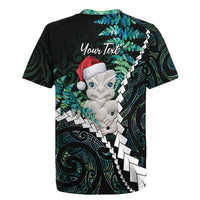 New Zealand Personalised Rugby Jersey Meri Kirihimete Kowhaiwhai Mix Paua Shell - Emerald LT7 - Polynesian Pride
