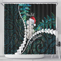 New Zealand Personalised Shower Curtain Meri Kirihimete Kowhaiwhai Mix Paua Shell - Emerald LT7 - Polynesian Pride