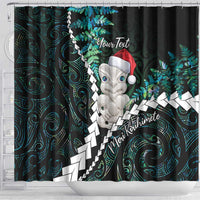 New Zealand Personalised Shower Curtain Meri Kirihimete Kowhaiwhai Mix Paua Shell - Emerald LT7 - Polynesian Pride