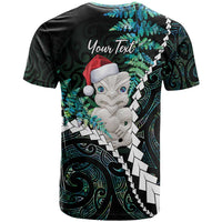 New Zealand Personalised T Shirt Meri Kirihimete Kowhaiwhai Mix Paua Shell - Emerald LT7 - Polynesian Pride