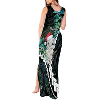 New Zealand Personalised Tank Maxi Dress Meri Kirihimete Kowhaiwhai Mix Paua Shell - Emerald LT7 - Polynesian Pride