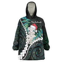 New Zealand Personalised Wearable Blanket Hoodie Meri Kirihimete Kowhaiwhai Mix Paua Shell - Emerald LT7 One Size Green - Polynesian Pride