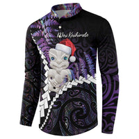 New Zealand Personalised Button Sweatshirt Meri Kirihimete Kowhaiwhai Mix Paua Shell - Amethys