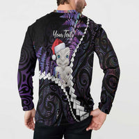 New Zealand Personalised Button Sweatshirt Meri Kirihimete Kowhaiwhai Mix Paua Shell - Amethys