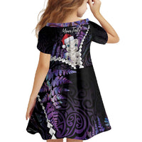 New Zealand Personalised Family Matching Off Shoulder Maxi Dress and Hawaiian Shirt Meri Kirihimete Kowhaiwhai Mix Paua Shell - Amethys LT7 - Polynesian Pride