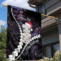 New Zealand Personalised Garden Flag Meri Kirihimete Kowhaiwhai Mix Paua Shell - Amethys LT7 - Polynesian Pride