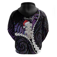 New Zealand Personalised Hoodie Meri Kirihimete Kowhaiwhai Mix Paua Shell - Amethys LT7 - Polynesian Pride