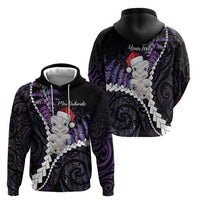 New Zealand Personalised Hoodie Meri Kirihimete Kowhaiwhai Mix Paua Shell - Amethys LT7 - Polynesian Pride