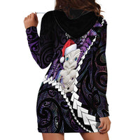 New Zealand Personalised Hoodie Dress Meri Kirihimete Kowhaiwhai Mix Paua Shell - Amethys LT7 - Polynesian Pride