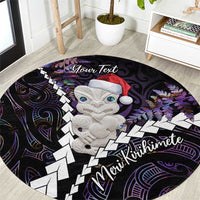 New Zealand Personalised Round Carpet Meri Kirihimete Kowhaiwhai Mix Paua Shell - Amethys LT7 Purple - Polynesian Pride