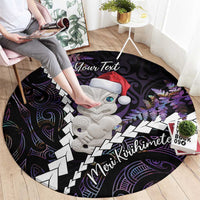 New Zealand Personalised Round Carpet Meri Kirihimete Kowhaiwhai Mix Paua Shell - Amethys LT7 - Polynesian Pride