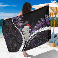 New Zealand Personalised Sarong Meri Kirihimete Kowhaiwhai Mix Paua Shell - Amethys LT7 One Size 44 x 66 inches Purple - Polynesian Pride