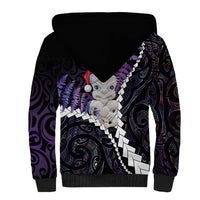 New Zealand Personalised Sherpa Hoodie Meri Kirihimete Kowhaiwhai Mix Paua Shell - Amethys LT7 - Polynesian Pride