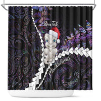 New Zealand Personalised Shower Curtain Meri Kirihimete Kowhaiwhai Mix Paua Shell - Amethys LT7 Purple - Polynesian Pride