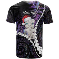 New Zealand Personalised T Shirt Meri Kirihimete Kowhaiwhai Mix Paua Shell - Amethys LT7 - Polynesian Pride