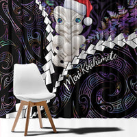 New Zealand Personalised Window Curtain Meri Kirihimete Kowhaiwhai Mix Paua Shell - Amethys LT7 - Polynesian Pride
