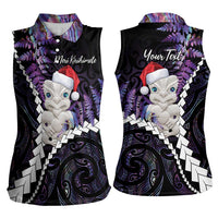 New Zealand Personalised Women Sleeveless Polo Shirt Meri Kirihimete Kowhaiwhai Mix Paua Shell - Amethys LT7 - Polynesian Pride