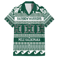 Hawaii Rainbow Warriors Christmas Family Matching Tank Maxi Dress and Hawaiian Shirt Kakau Motifs LT7 Dad's Shirt - Short Sleeve Green - Polynesian Pride