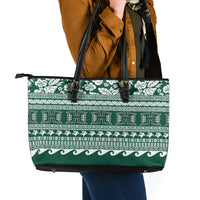 Hawaii Rainbow Warriors Christmas Leather Tote Bag Kakau Motifs LT7 - Polynesian Pride