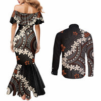 Bula Fiji Women's Day Couples Matching Mermaid Dress and Long Sleeve Button Shirt Classic Masi Tapa LT7 - Polynesian Pride