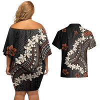 Bula Fiji Women's Day Couples Matching Off Shoulder Short Dress and Hawaiian Shirt Classic Masi Tapa LT7 - Polynesian Pride