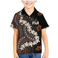 Bula Fiji Women's Day Family Matching Mermaid Dress and Hawaiian Shirt Classic Masi Tapa LT7 Son's Shirt Brown - Polynesian Pride