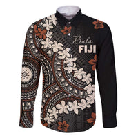 Bula Fiji Women's Day Family Matching Off The Shoulder Long Sleeve Dress and Hawaiian Shirt Classic Masi Tapa LT7 Dad's Shirt - Long Sleeve Brown - Polynesian Pride
