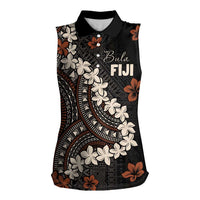 Bula Fiji Women's Day Women Sleeveless Polo Shirt Classic Masi Tapa LT7 Female Brown - Polynesian Pride