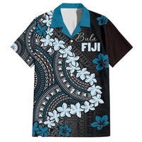 Bula Fiji Women's Day Family Matching Short Sleeve Bodycon Dress and Hawaiian Shirt Indigo Masi Tapa LT7 Dad's Shirt - Short Sleeve Indigo - Polynesian Pride