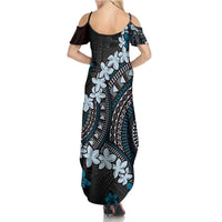 Bula Fiji Women's Day Family Matching Summer Maxi Dress and Hawaiian Shirt Indigo Masi Tapa LT7 - Polynesian Pride