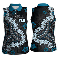 Bula Fiji Women's Day Women Sleeveless Polo Shirt Indigo Masi Tapa LT7 - Polynesian Pride