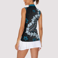 Bula Fiji Women's Day Women Sleeveless Polo Shirt Indigo Masi Tapa LT7 - Polynesian Pride