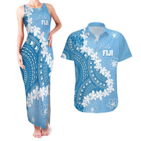 Bula Fiji Women's Day Couples Matching Tank Maxi Dress and Hawaiian Shirt Turquoise Masi Tapa LT7 Turquoise - Polynesian Pride