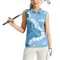 Bula Fiji Women's Day Women Sleeveless Polo Shirt Turquoise Masi Tapa LT7 - Polynesian Pride