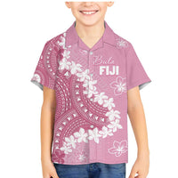 Bula Fiji Women's Day Family Matching Mermaid Dress and Hawaiian Shirt Pink Masi Tapa LT7 Son's Shirt Pink - Polynesian Pride