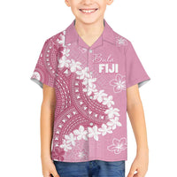 Bula Fiji Women's Day Family Matching Off Shoulder Maxi Dress and Hawaiian Shirt Pink Masi Tapa LT7 Son's Shirt Pink - Polynesian Pride