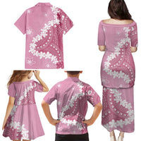 Bula Fiji Women's Day Family Matching Puletasi and Hawaiian Shirt Pink Masi Tapa LT7 - Polynesian Pride