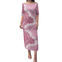 Bula Fiji Women's Day Family Matching Puletasi and Hawaiian Shirt Pink Masi Tapa LT7 Mom's Dress Pink - Polynesian Pride