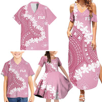 Bula Fiji Women's Day Family Matching Summer Maxi Dress and Hawaiian Shirt Pink Masi Tapa LT7 - Polynesian Pride