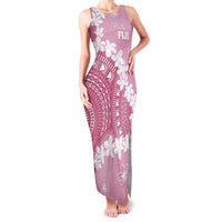 Bula Fiji Women's Day Family Matching Tank Maxi Dress and Hawaiian Shirt Pink Masi Tapa LT7 Mom's Dress Pink - Polynesian Pride