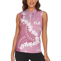 Bula Fiji Women's Day Women Sleeveless Polo Shirt Pink Masi Tapa LT7 - Polynesian Pride