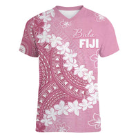Bula Fiji Women's Day Women V-Neck T-Shirt Pink Masi Tapa LT7 Female Pink - Polynesian Pride