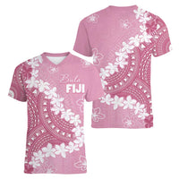 Bula Fiji Women's Day Women V-Neck T-Shirt Pink Masi Tapa LT7 - Polynesian Pride