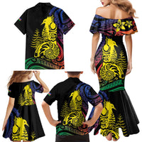 New Caledonia Kanaky Family Matching Mermaid Dress and Hawaiian Shirt Stylized Fleche Faitiere With Kagu Bird LT7 - Polynesian Pride